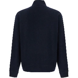 Blue High Neck Long Sleeve Sweater in Wool Men