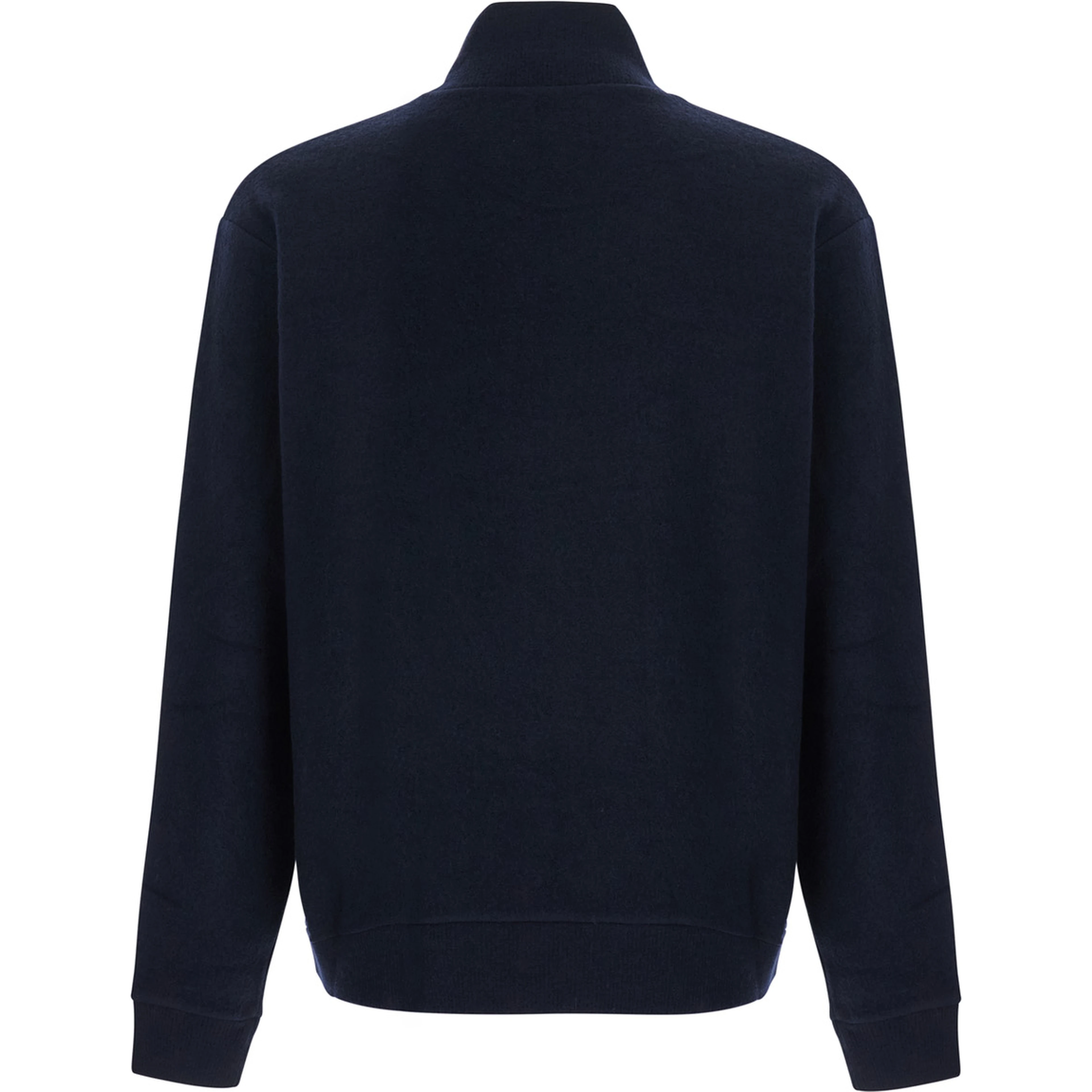 Blue High Neck Long Sleeve Sweater in Wool Men
