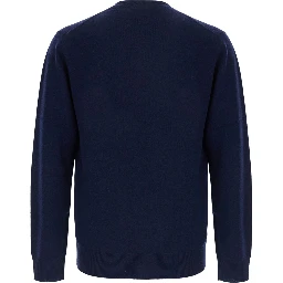 Blue V-Neck Sweater in Wool and Cashmere for Men