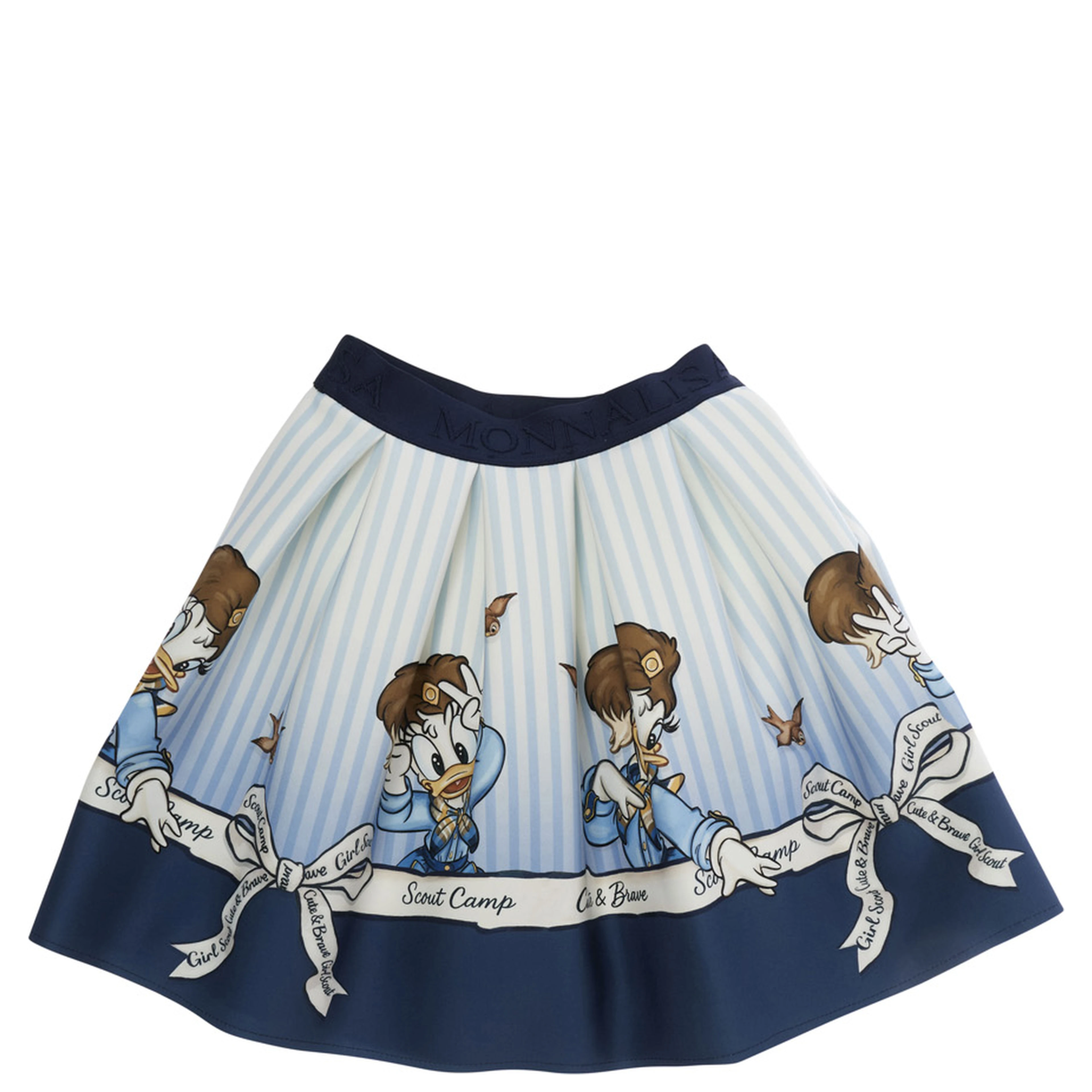 Blue Pleated Skirt with All-Over Print in Cotton Girl