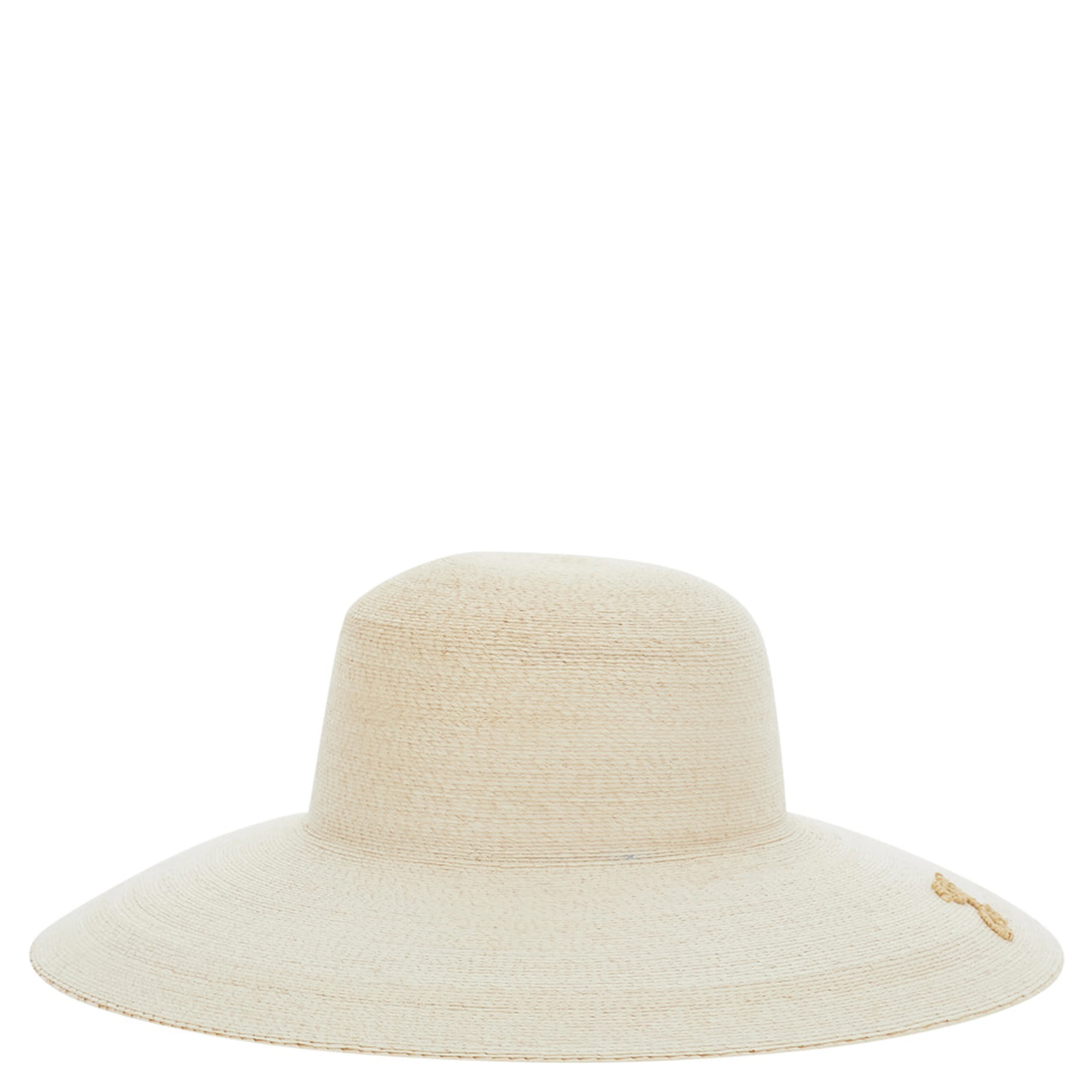 Le Chapeau Sole Beige Bucket Hat with Logo Embroidery on the Front in Raffia for Women