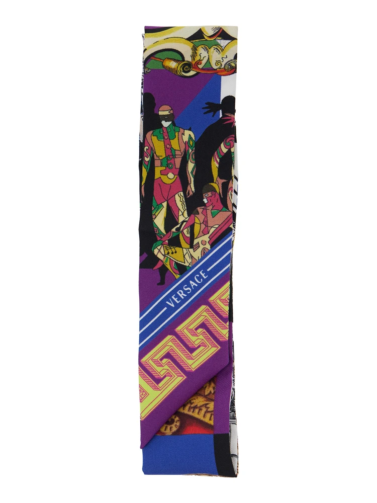Silk Multicolor Theater Print Scarf for Women