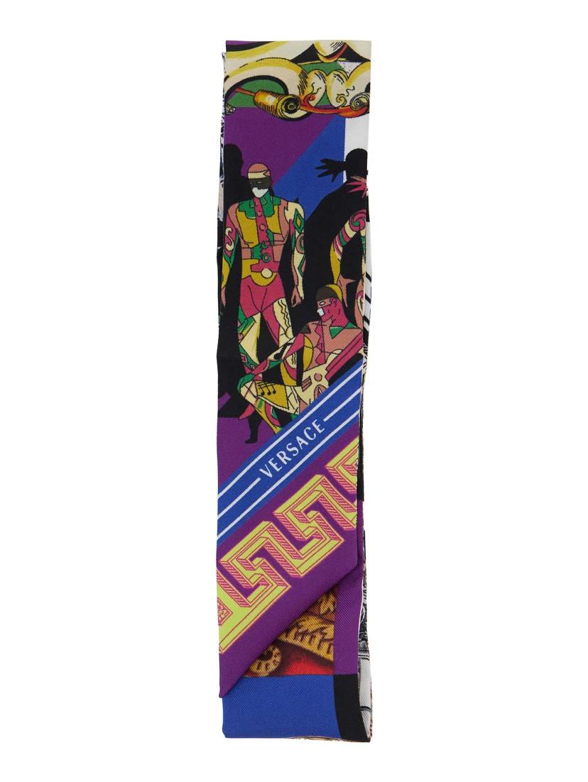 Silk Multicolor Theater Print Scarf for Women
