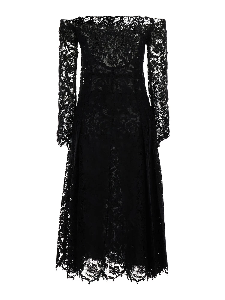 Black Dress with Off-shoulder in Macramé Lace for Women alternative