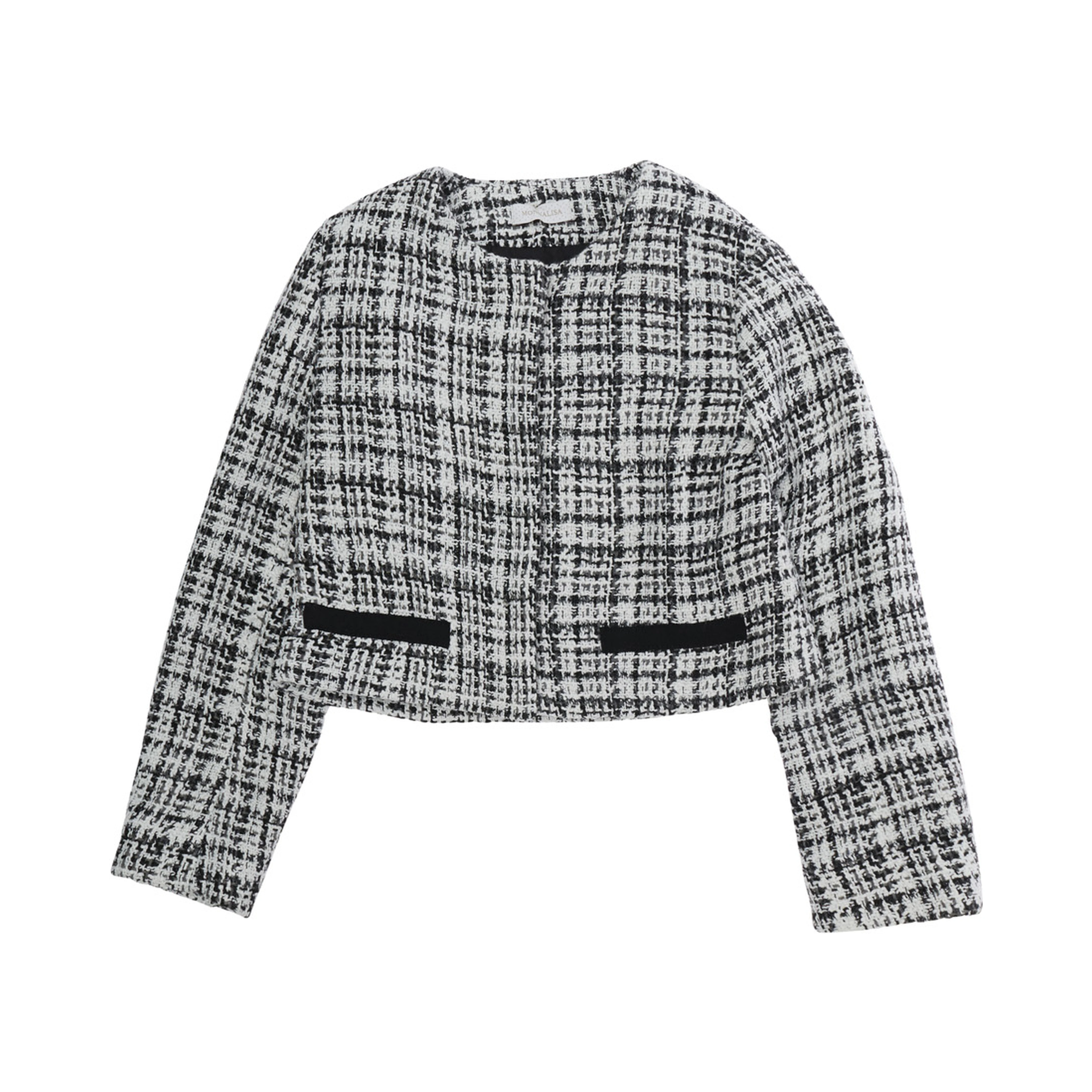 Boucle Jacket with Front Zip Closure and Side Pockets in Gray Women