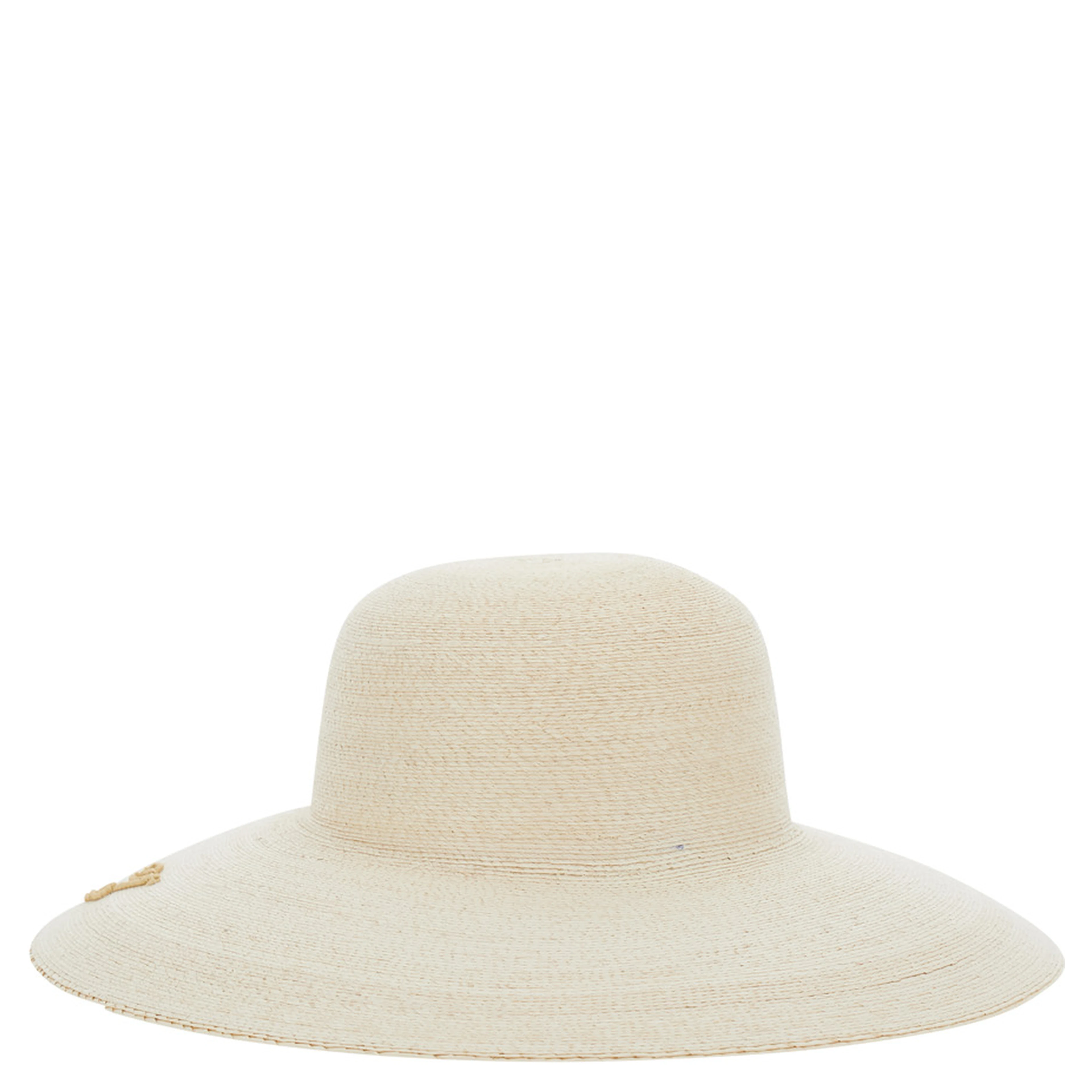 Le Chapeau Sole Beige Bucket Hat with Logo Embroidery on the Front in Raffia for Women