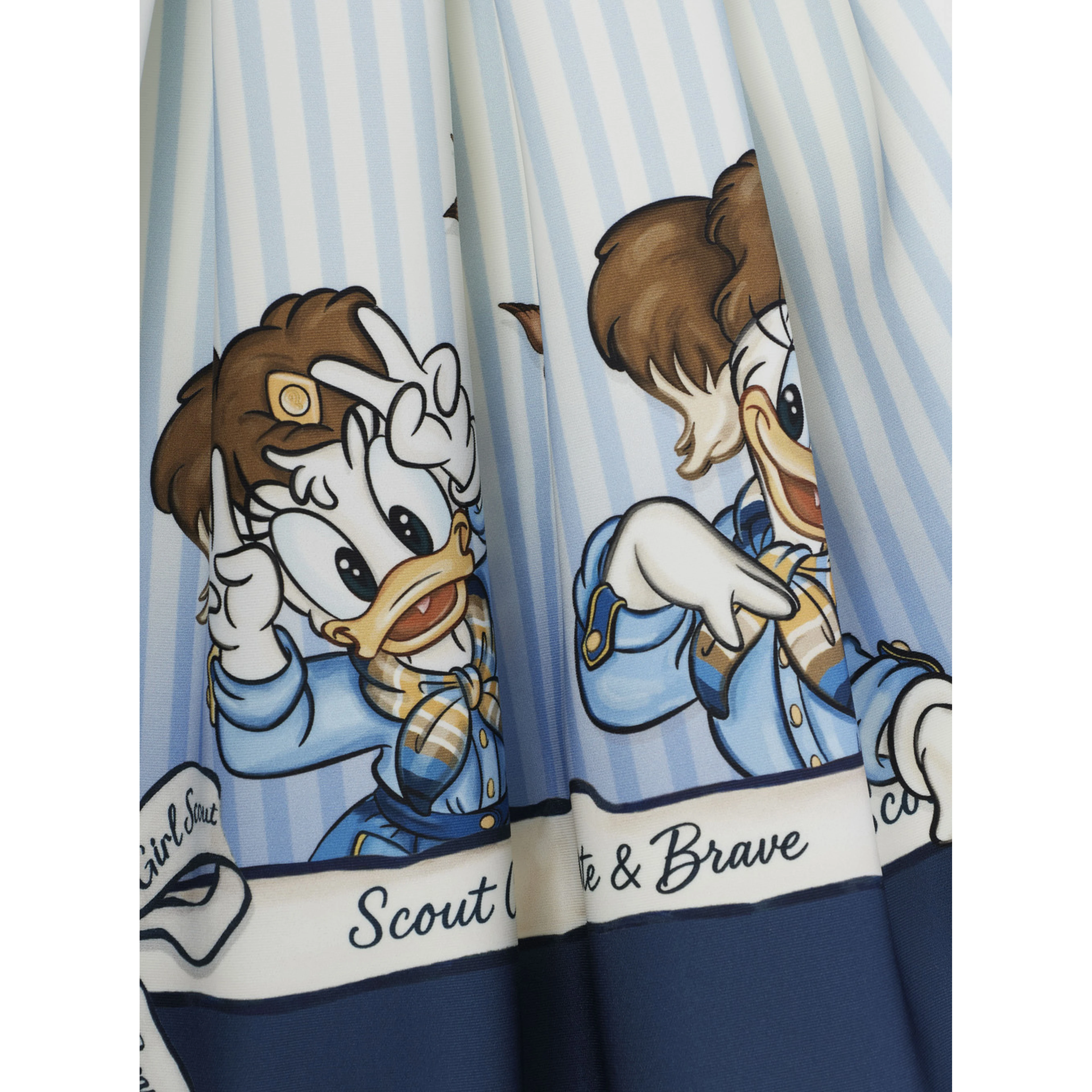 Blue Pleated Skirt with All-Over Print in Cotton Girl