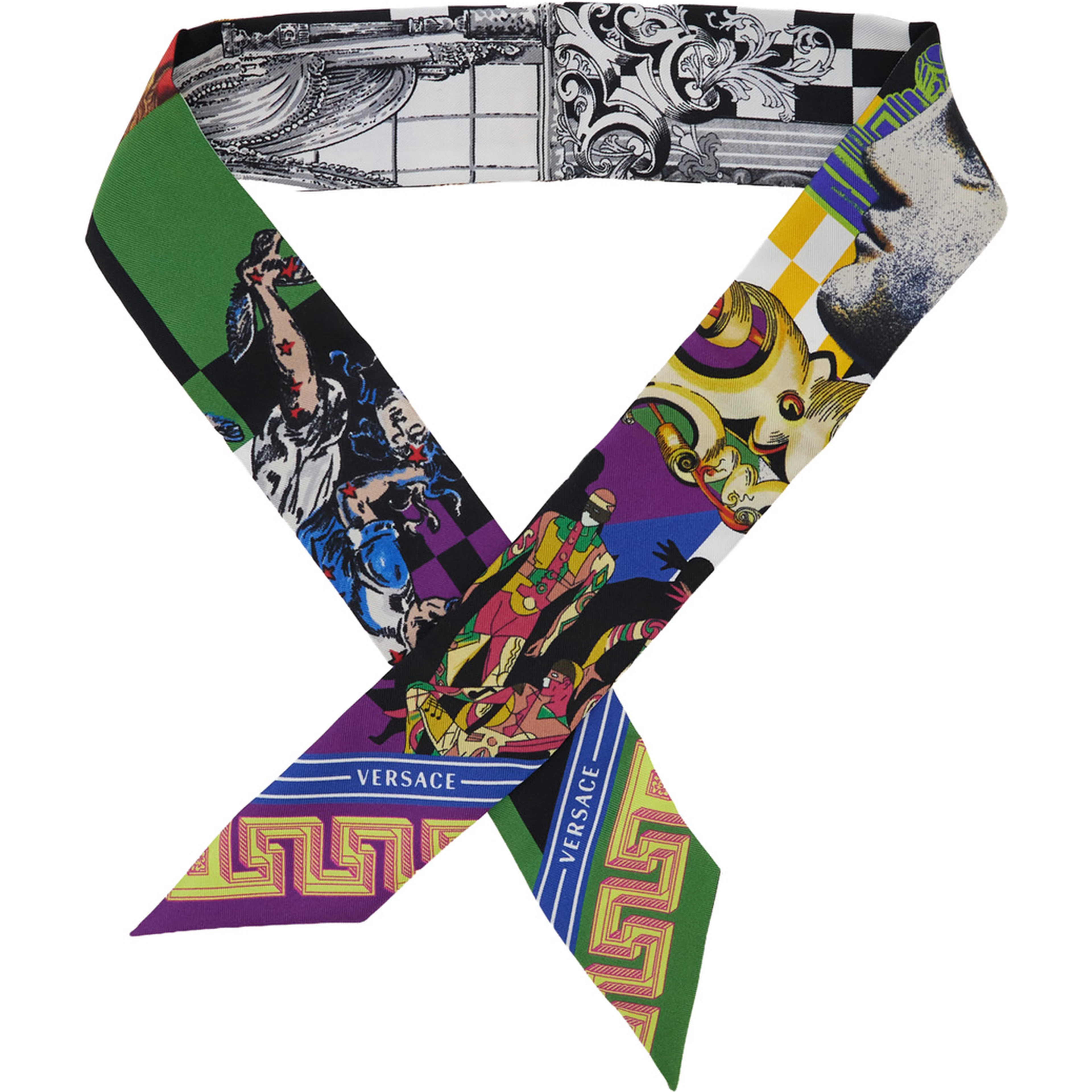 Silk Multicolor Theater Print Scarf for Women