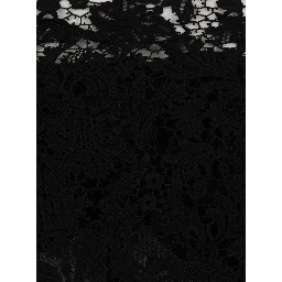 Black Dress with Off-shoulder in Macramé Lace for Women