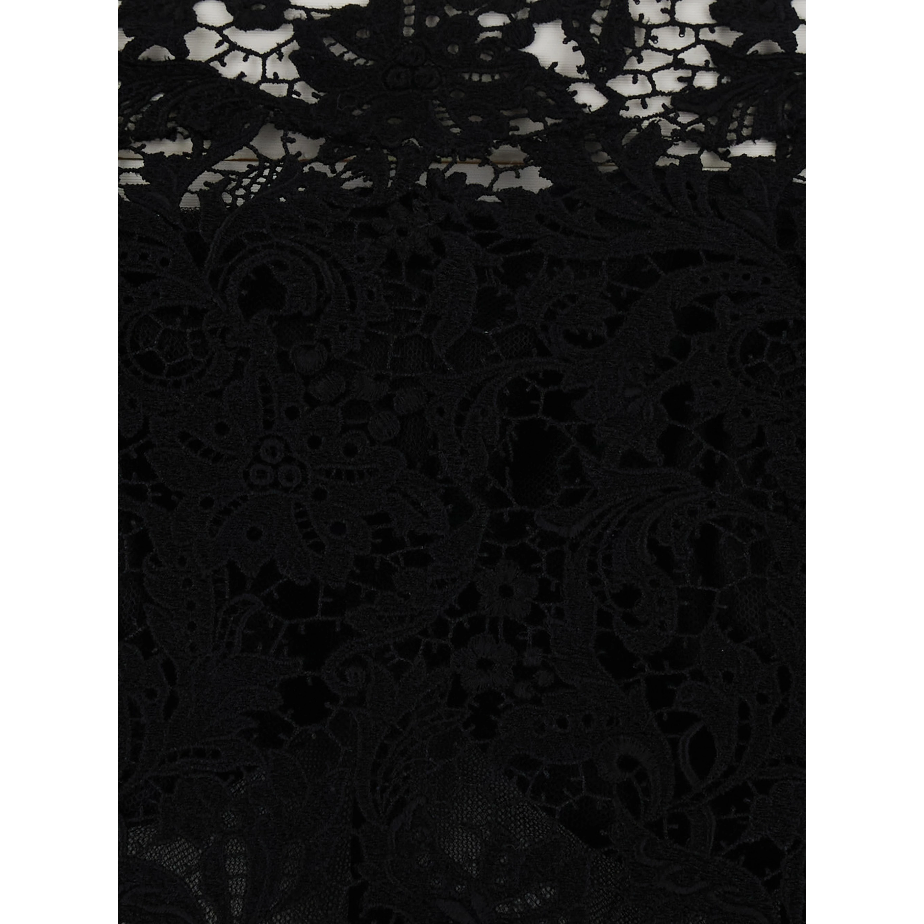 Black Dress with Off-shoulder in Macramé Lace for Women