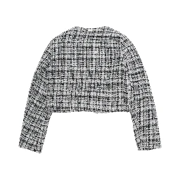 Boucle Jacket with Front Zip Closure and Side Pockets in Gray Women