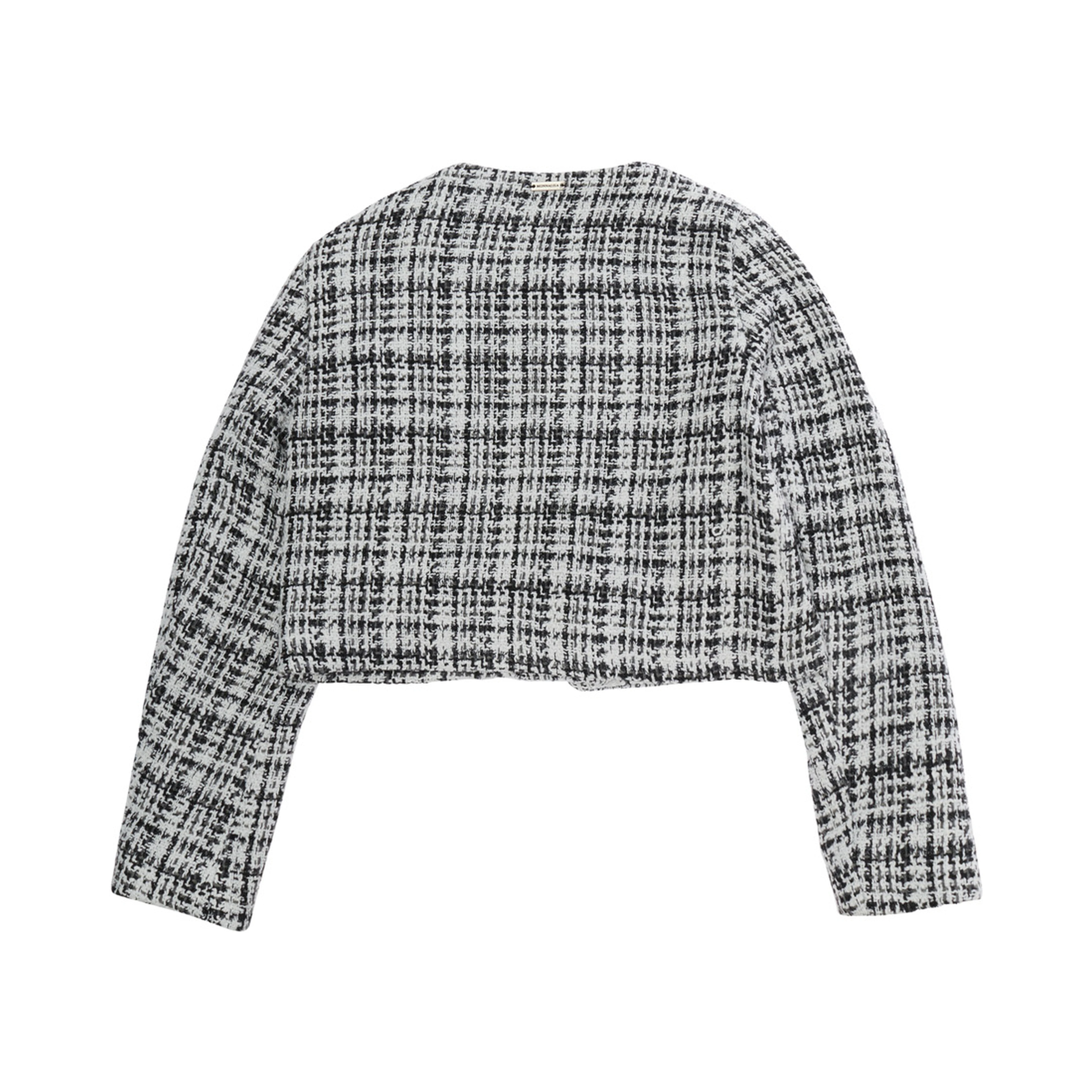 Boucle Jacket with Front Zip Closure and Side Pockets in Gray Women