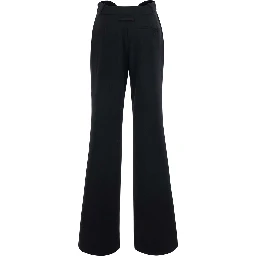 Black Pants with Wavy Waist in Tech Fabric for Women