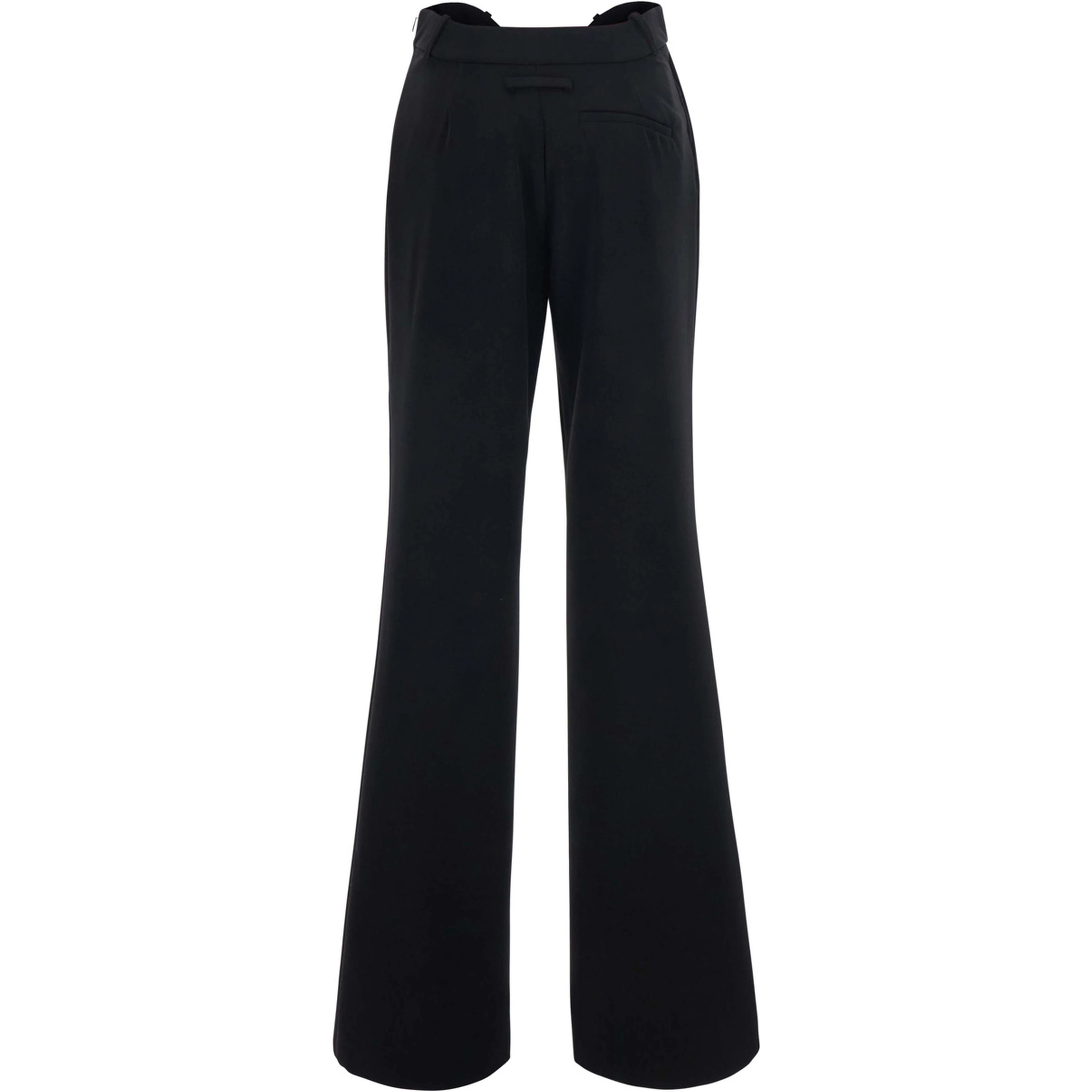 Black Pants with Wavy Waist in Tech Fabric for Women