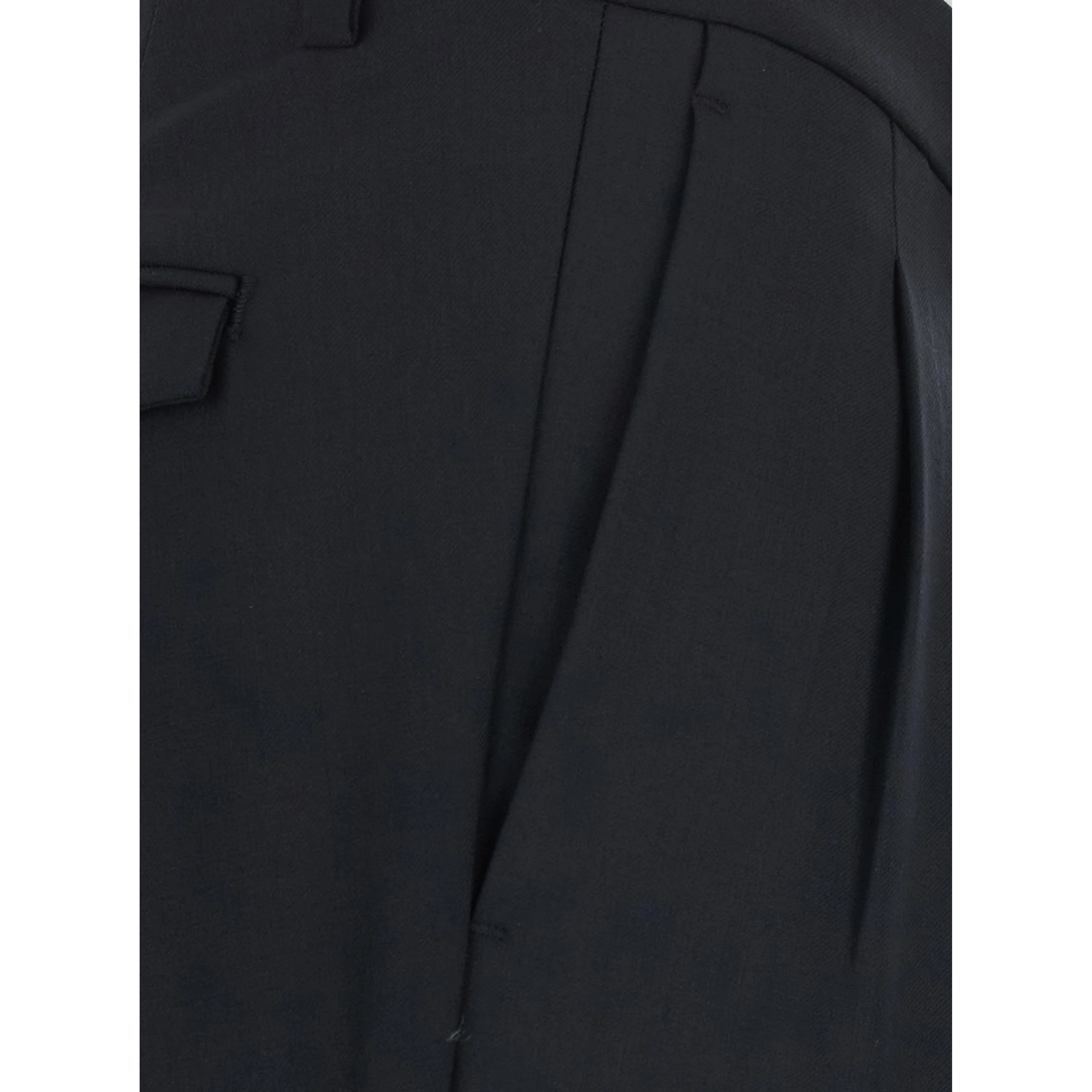 Black Pants with Cuff Hem and Double Pleat on the Front in Wool Blend for Men