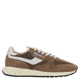 Reelwind Brown Sneakers with logo patch on the tongue in suede for men