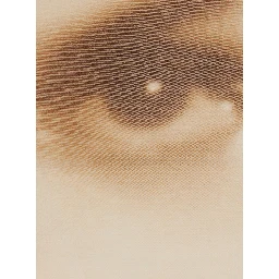 Beige T-Shirt with Face Print in Tech Fabric for Women