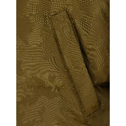 Green Down jacket with fur hood and military print in Tech Fabric women