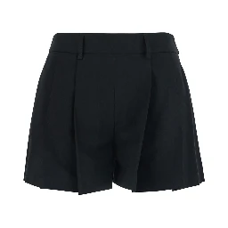 Black Shorts with pleated design in Fabric women