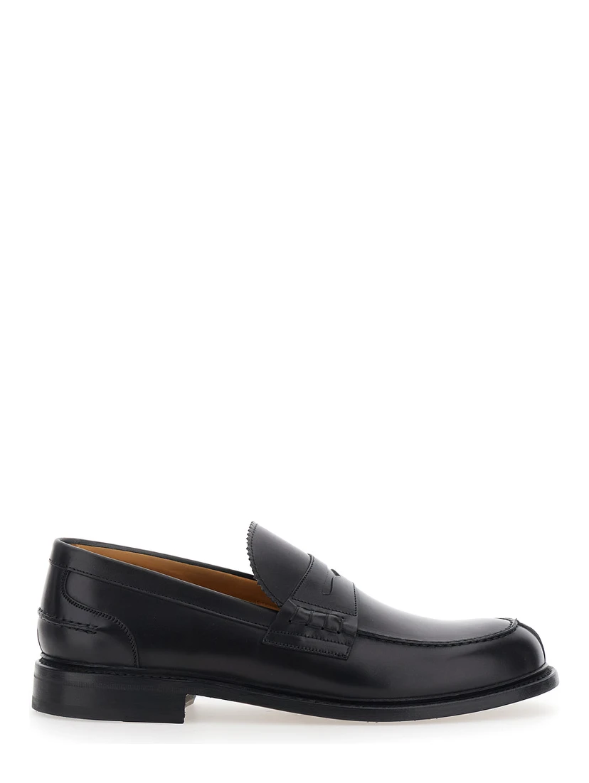 Black Loafers with Almond Toe in Leather for Men