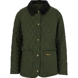 Jacket with Quilting and High Collar in Green Woman