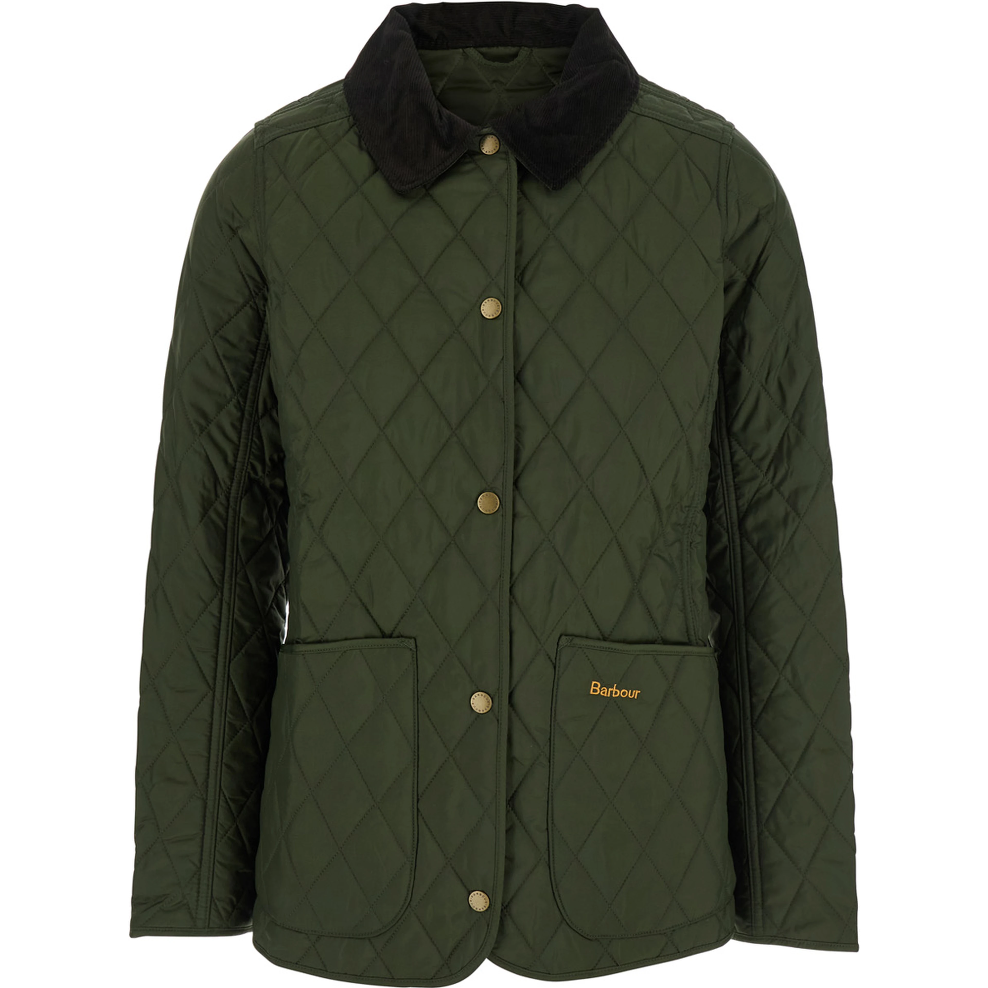 Jacket with Quilting and High Collar in Green Woman