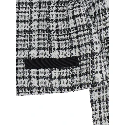 Boucle Jacket with Front Zip Closure and Side Pockets in Gray Women