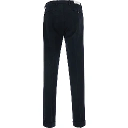 Blue pants with Logo Patch on the Back and Cuffed Hem in Stretch Cotton for Men