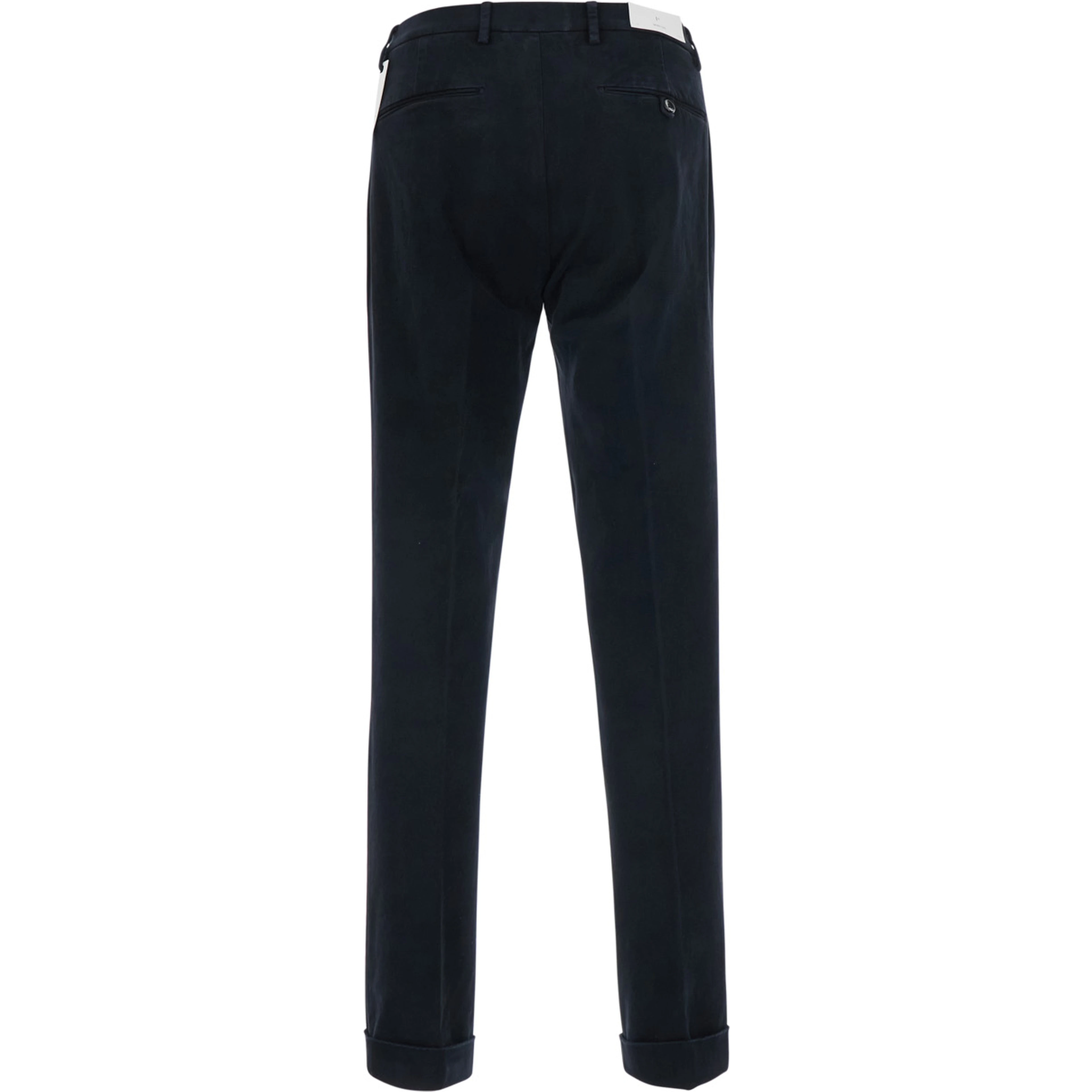 Blue pants with Logo Patch on the Back and Cuffed Hem in Stretch Cotton for Men
