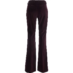 Burgundy Straight Leg Pants with Five-Pocket design in Corduroy for Women