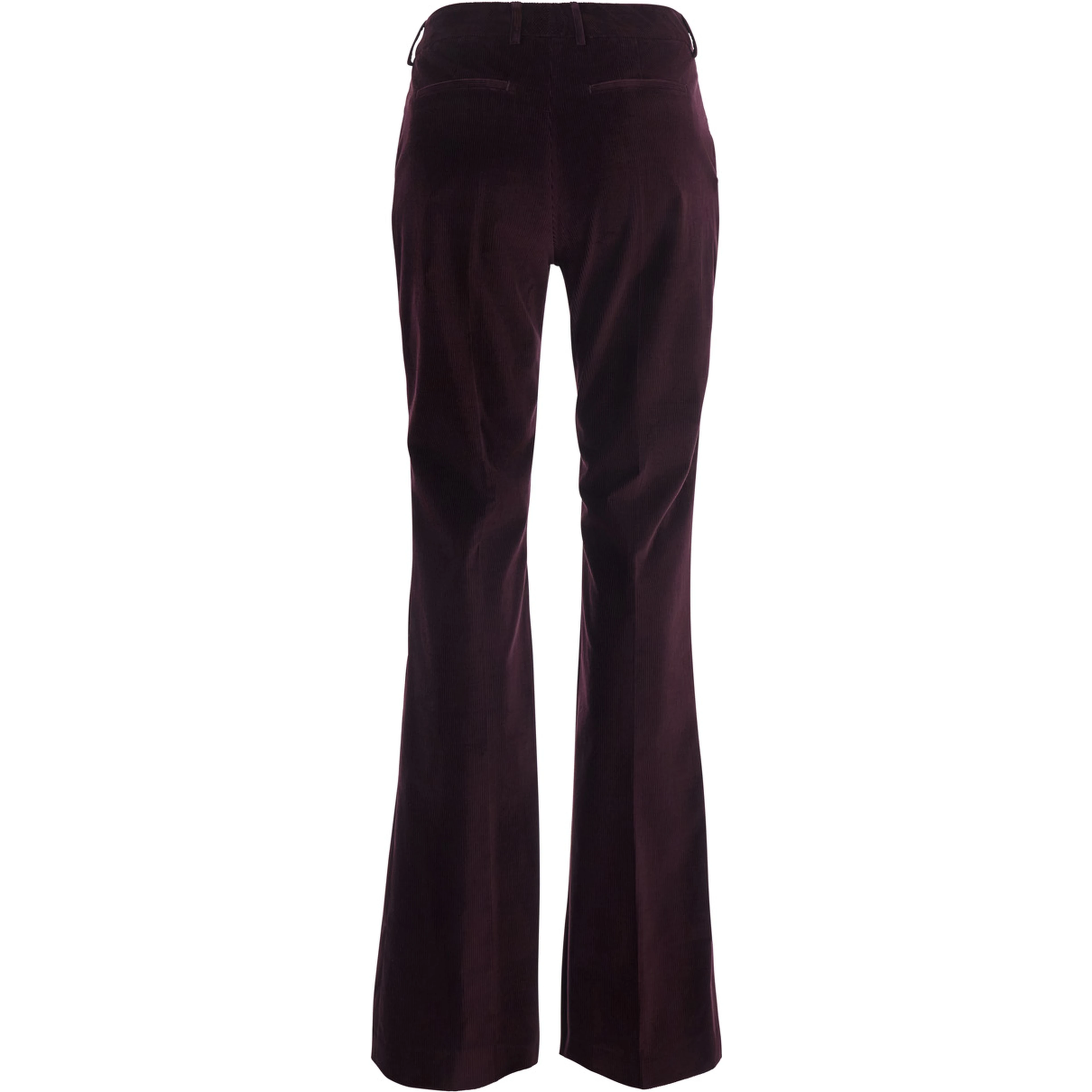 Burgundy Straight Leg Pants with Five-Pocket design in Corduroy for Women