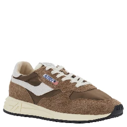 Reelwind Brown Sneakers with logo patch on the tongue in suede for men