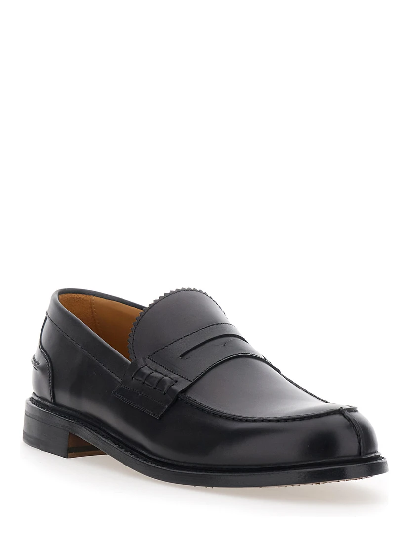 Black Loafers with Almond Toe in Leather for Men