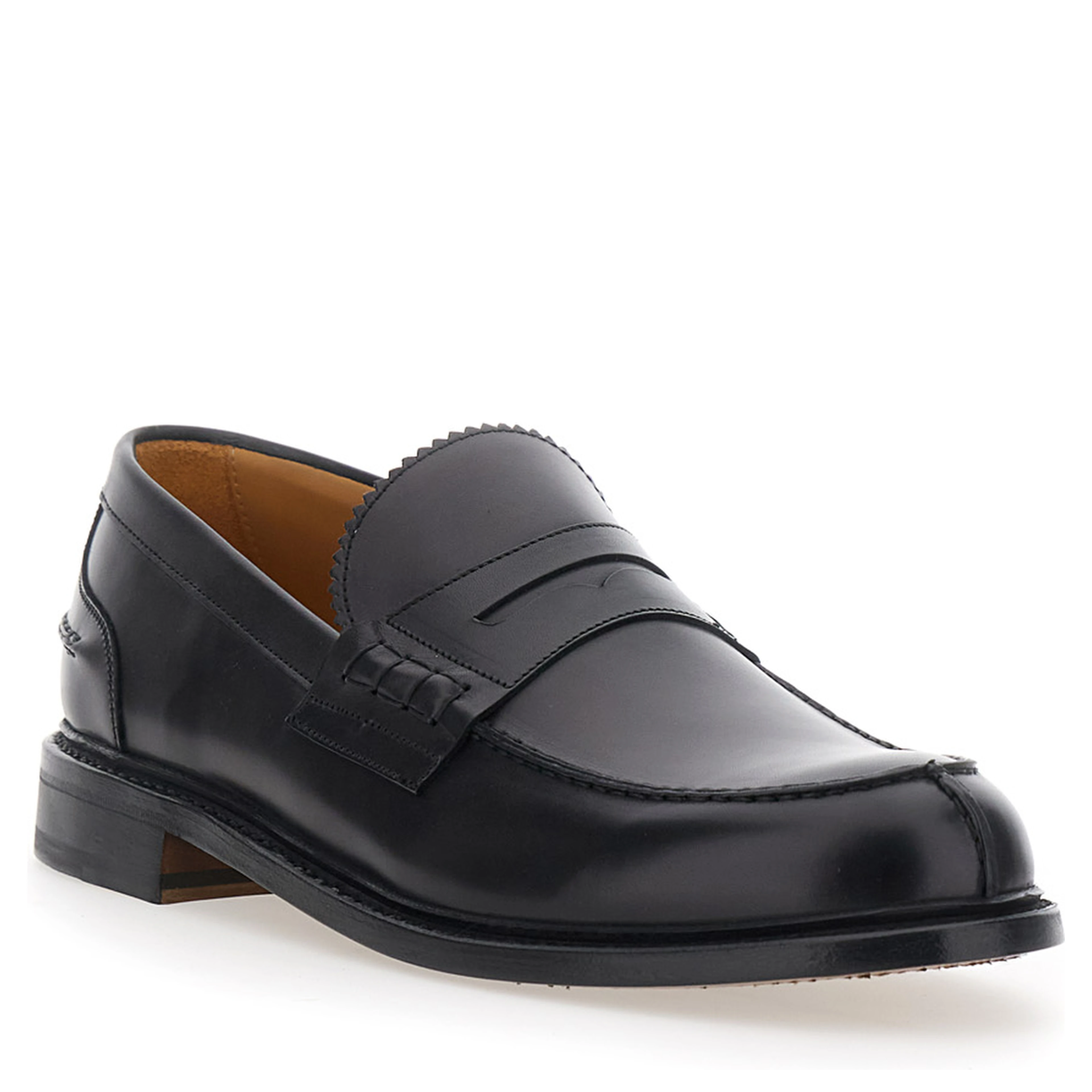 Black Loafers with Almond Toe in Leather for Men