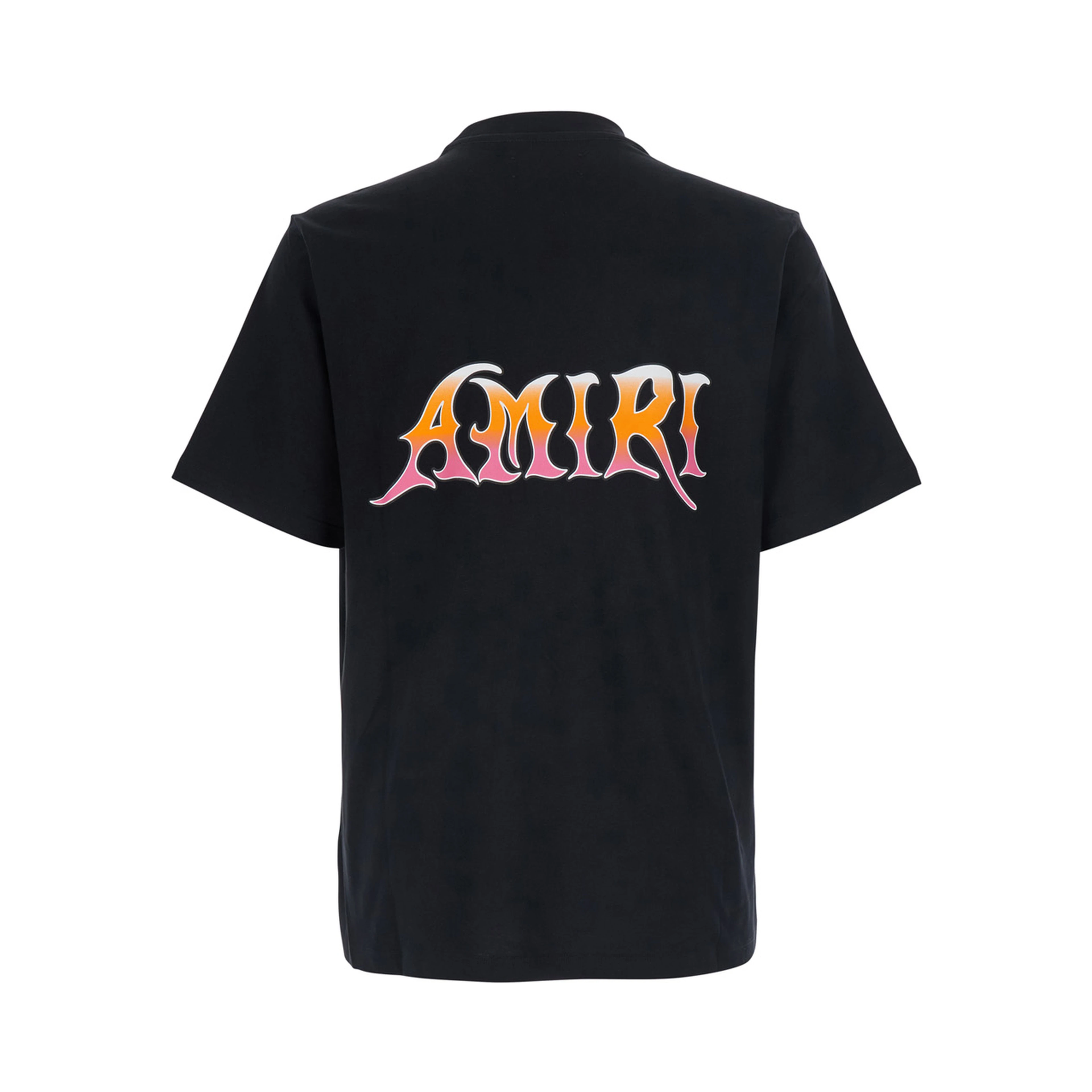 Black Crew Neck T-Shirt with Print Detail on the Front and Maxi Print on the Back in Cotton for Men
