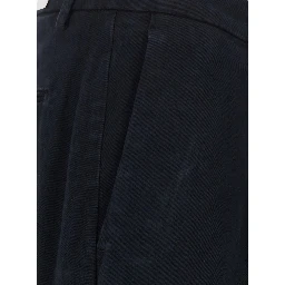 Blue pants with Logo Patch on the Back and Cuffed Hem in Stretch Cotton for Men