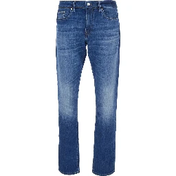 LHomme Blue Jeans with Belt Loops in Denim for Men