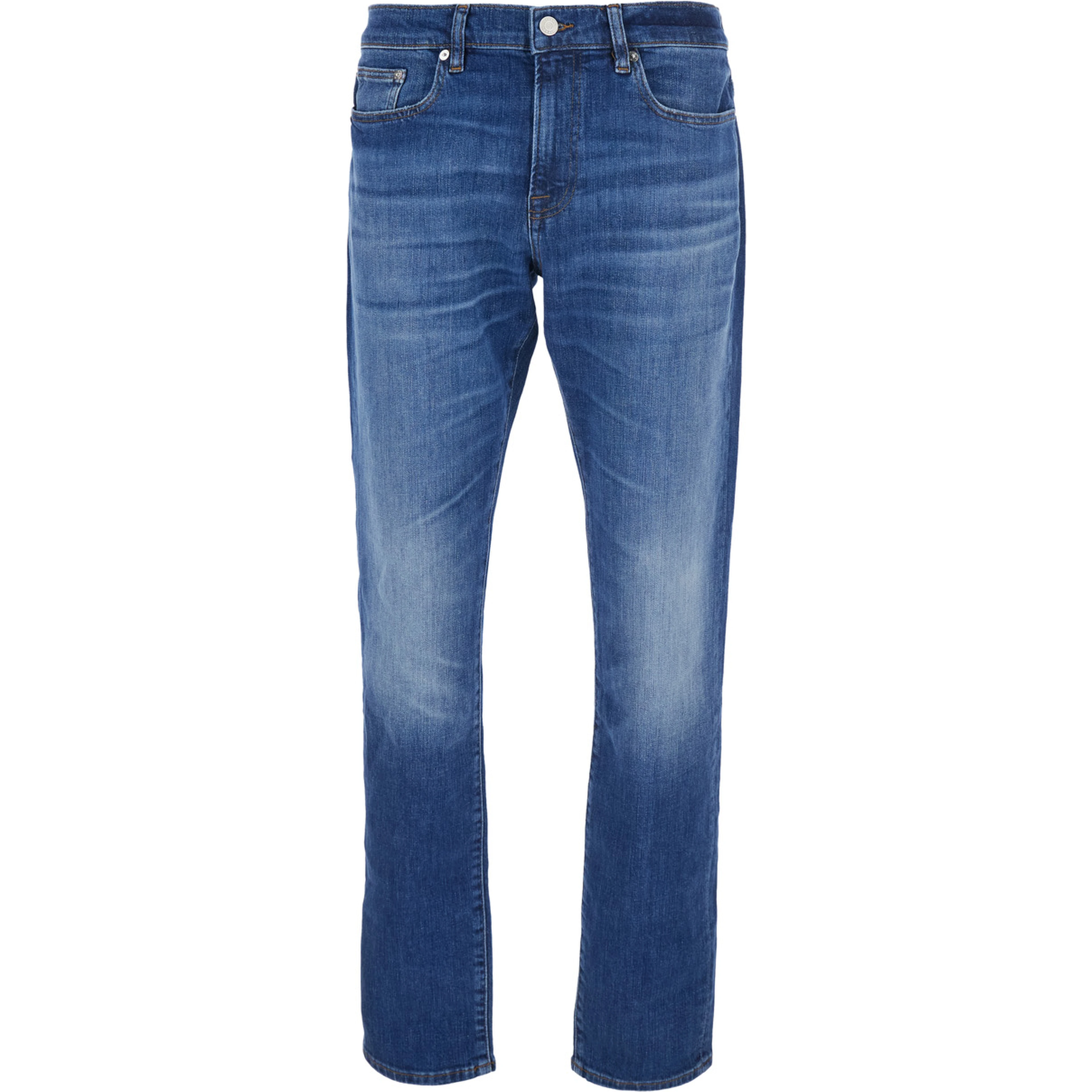 LHomme Blue Jeans with Belt Loops in Denim for Men