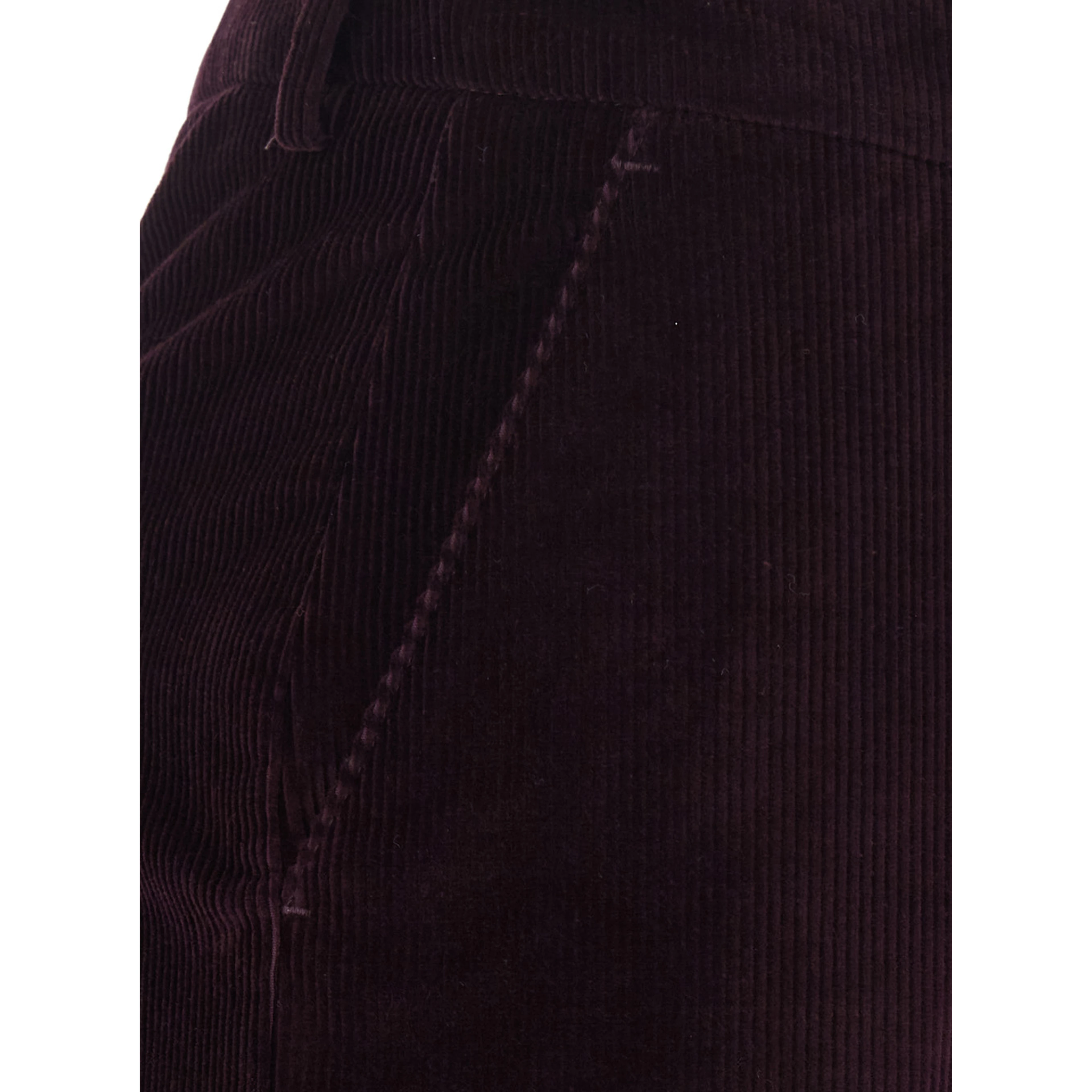 Burgundy Straight Leg Pants with Five-Pocket design in Corduroy for Women