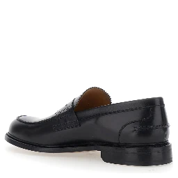 Black Loafers with Almond Toe in Leather for Men
