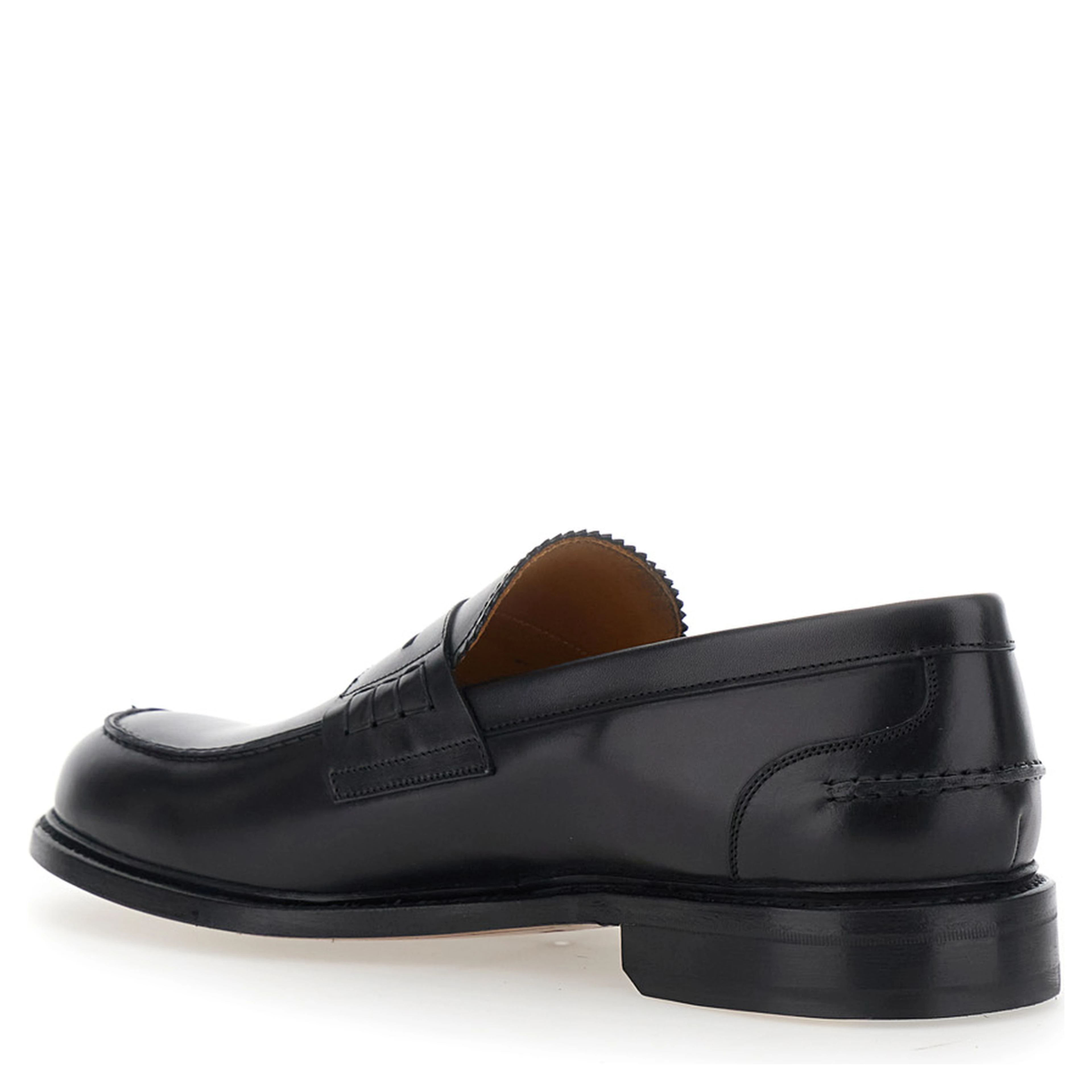 Black Loafers with Almond Toe in Leather for Men