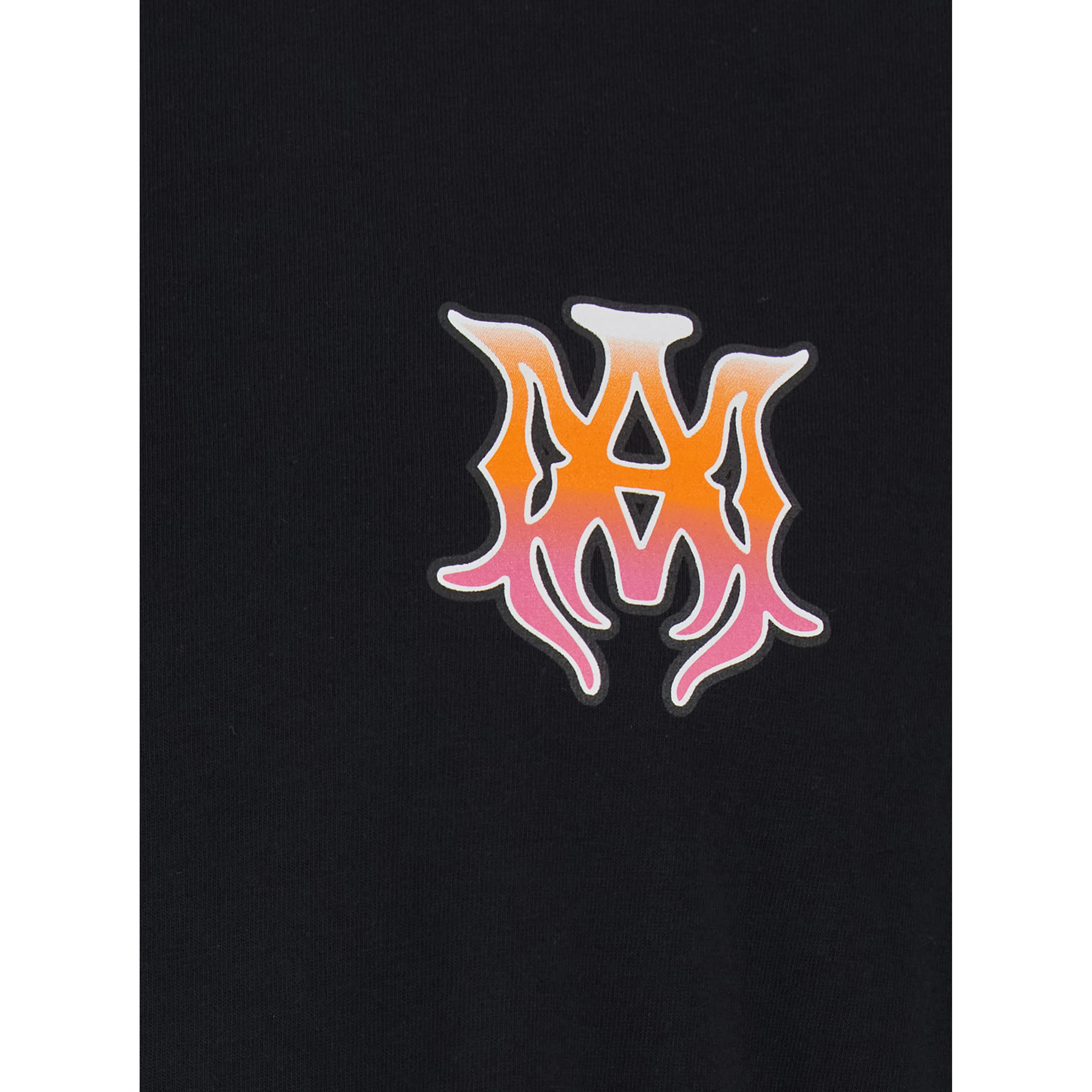 Black Crew Neck T-Shirt with Print Detail on the Front and Maxi Print on the Back in Cotton for Men