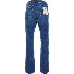 LHomme Blue Jeans with Belt Loops in Denim for Men