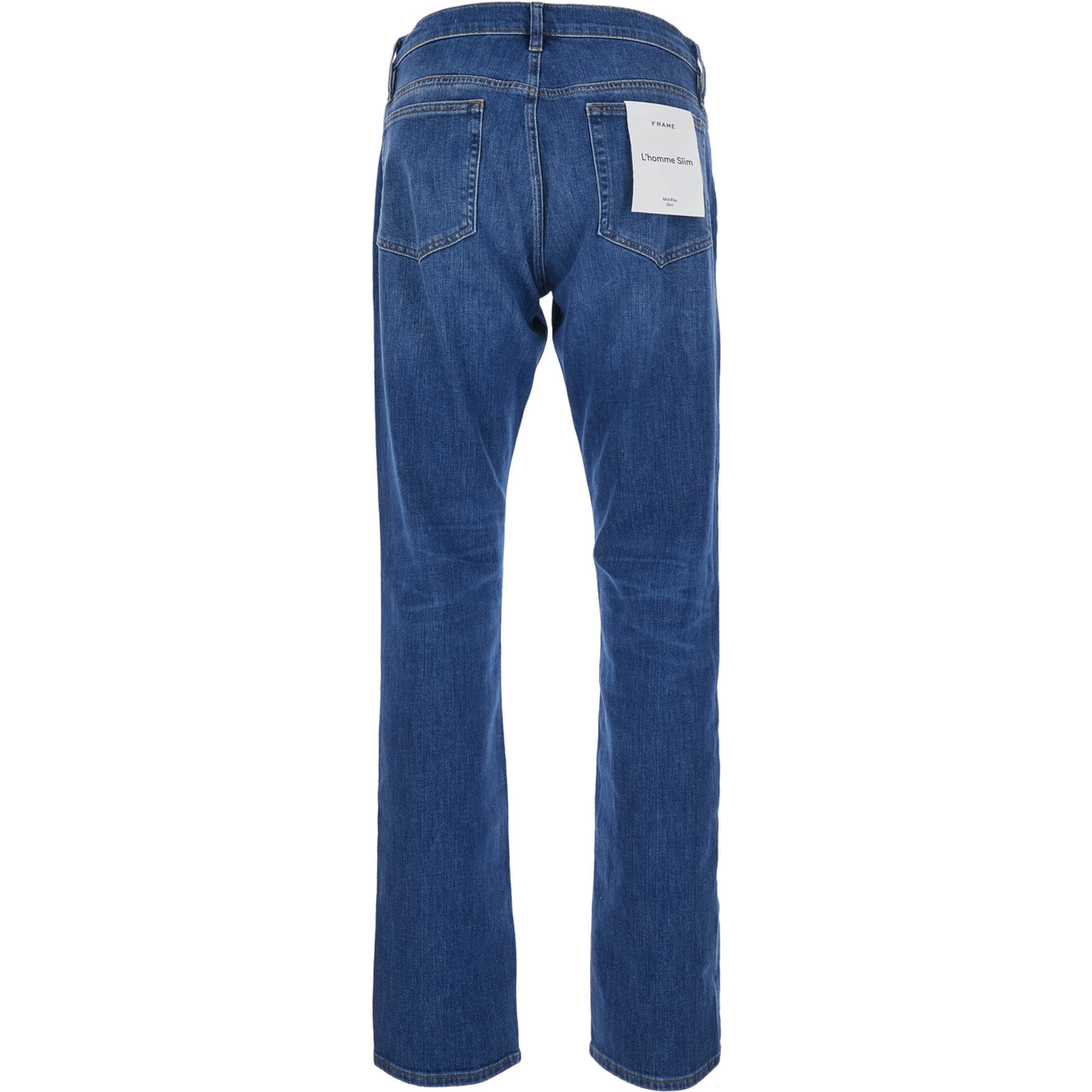 LHomme Blue Jeans with Belt Loops in Denim for Men