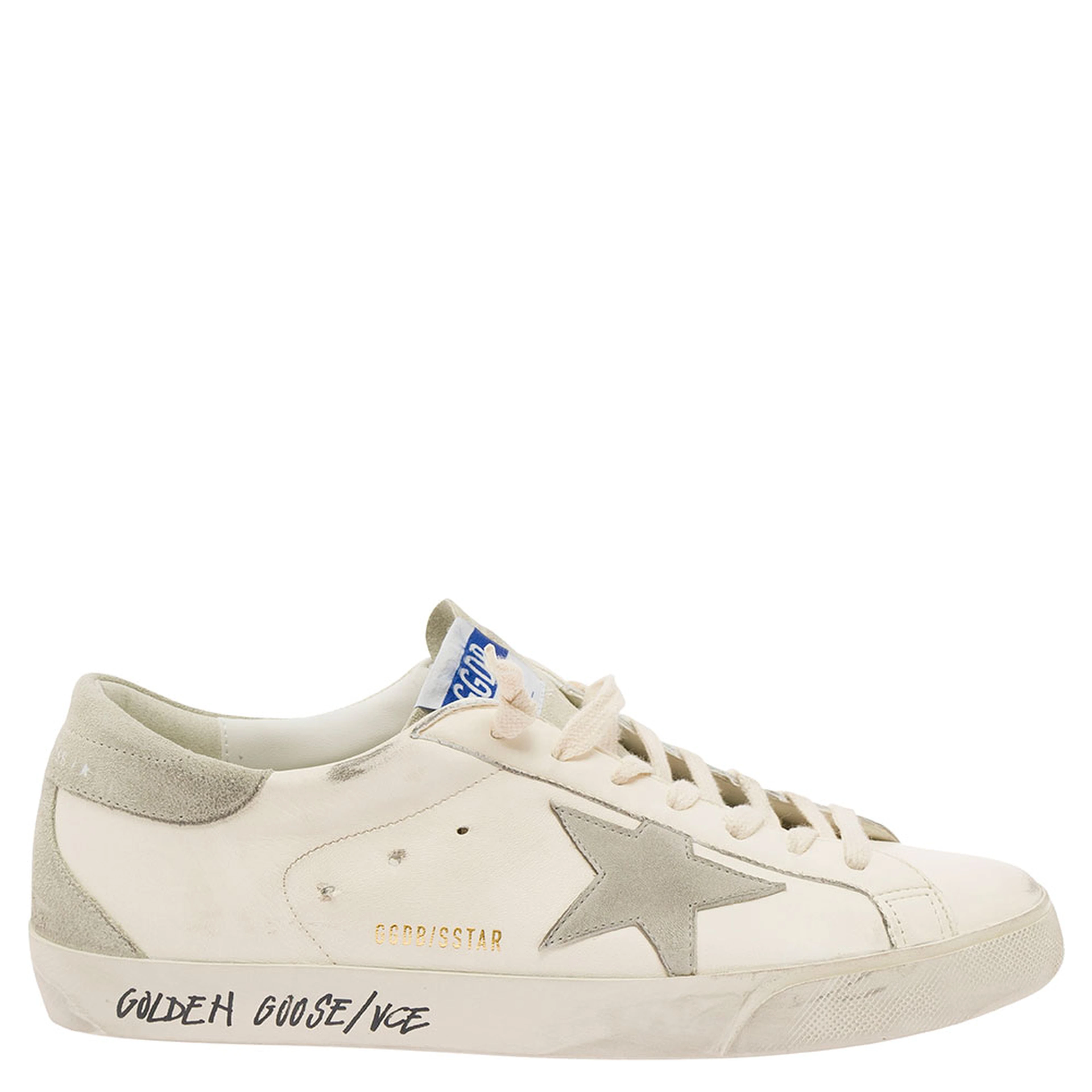 Low Sneakers Superstar Vintage Effect with Gray Pull-tab in White Leather Men