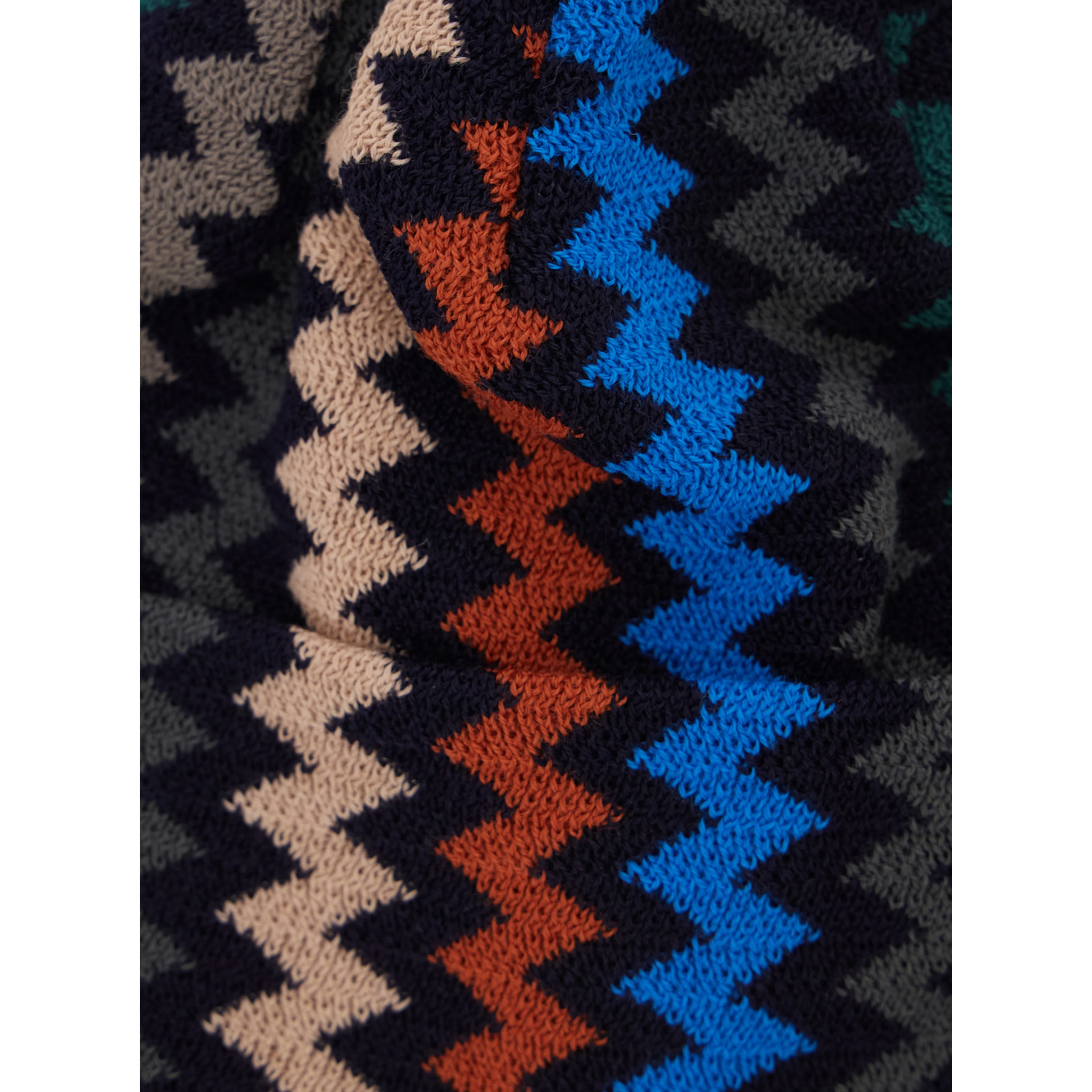 Black beanie with turn-up brim ZigZag motif in wool blend for men