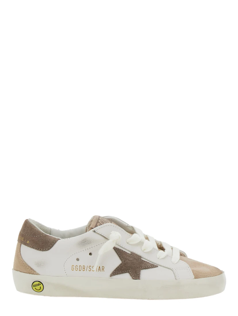 Superstar White Sneakers with Star Patch on the Side in Leather for Girl
