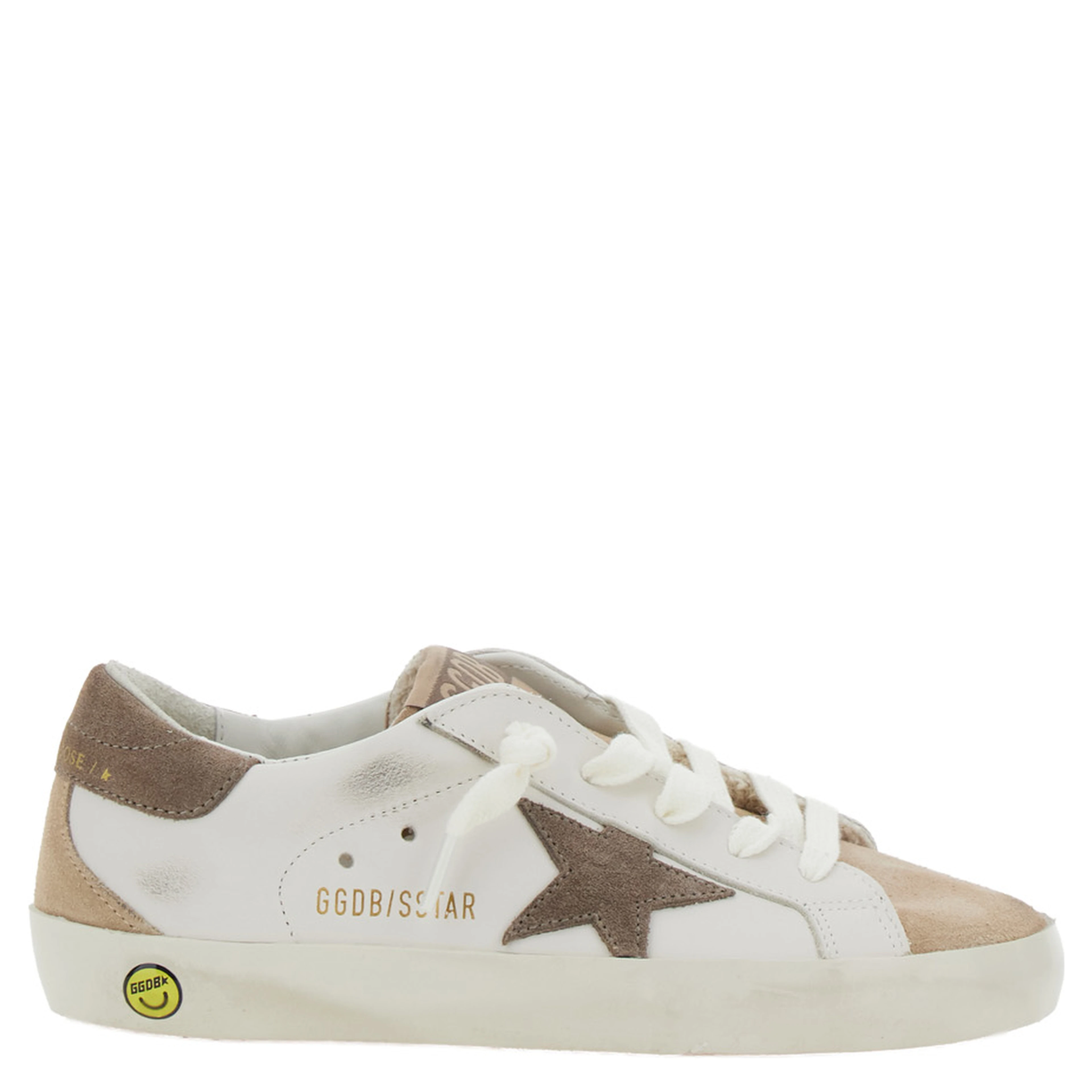 Superstar White Sneakers with Star Patch on the Side in Leather for Girl