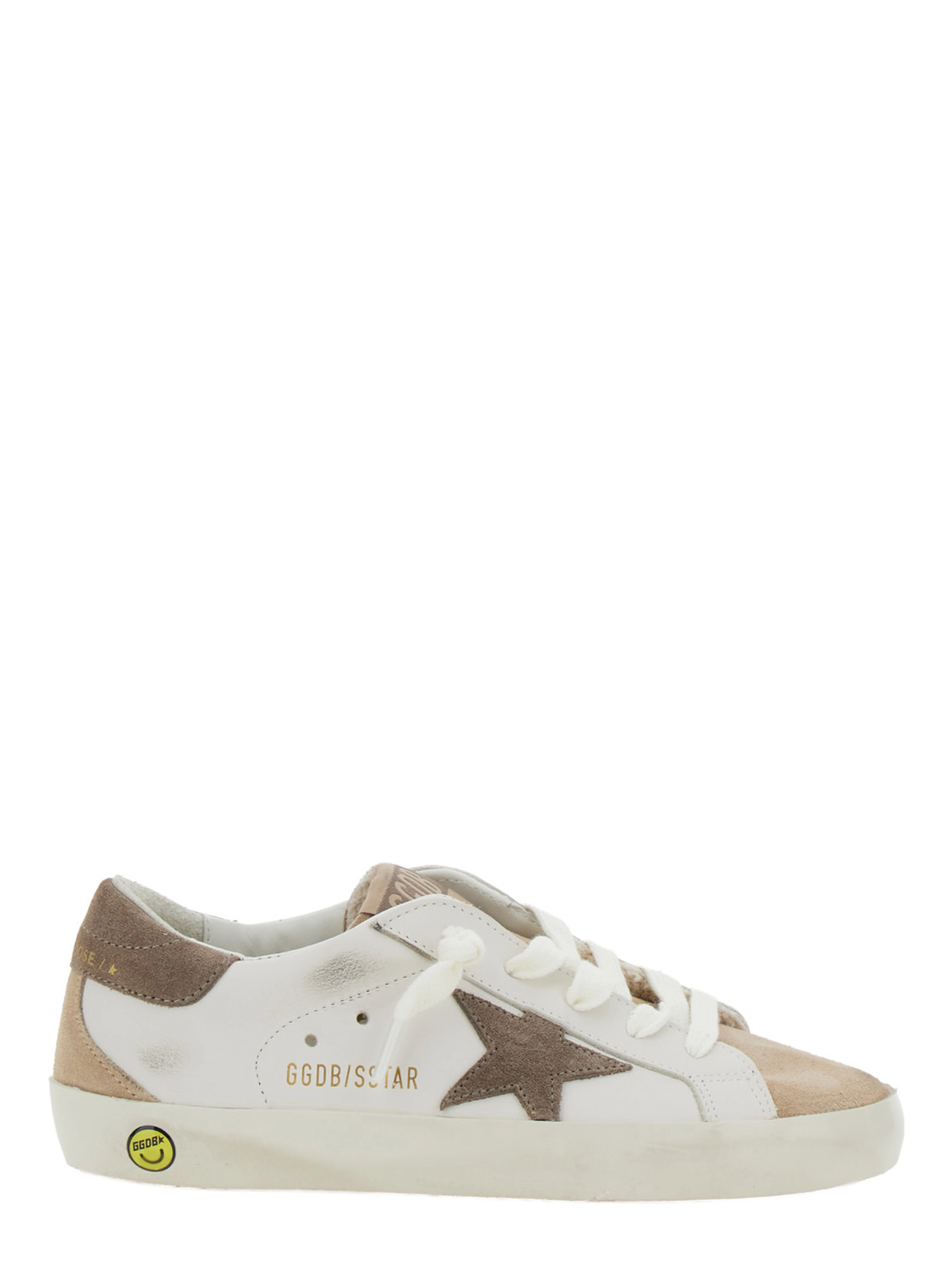 Superstar White Sneakers with Star Patch on the Side in Leather for Girl