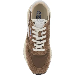 Reelwind Brown Sneakers with logo patch on the tongue in suede for men